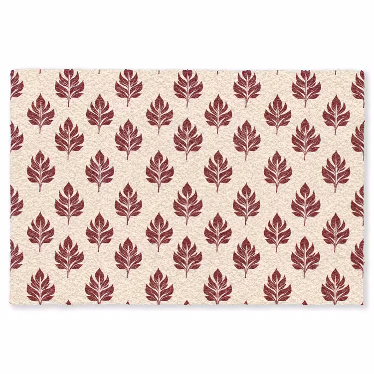 Botanisch - Patroon - Bordeaux Vloerkleed Rechthoek klein 1091 -3d
