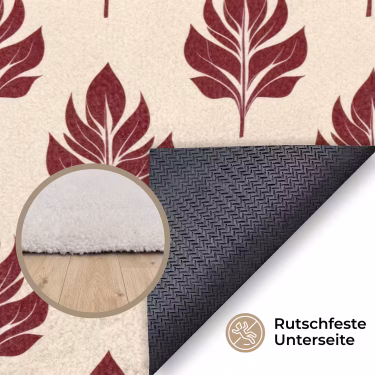 Botanisch - Patroon - Bordeaux Vloerkleed Rechthoek klein 1091 -uniquesellingpoint_antislip_DE_DE