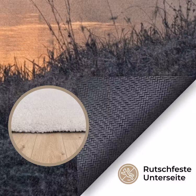 Brug - Mist - Bomen - Water Vloerkleed Rechthoek klein -uniquesellingpoint_antislip_DE_DE