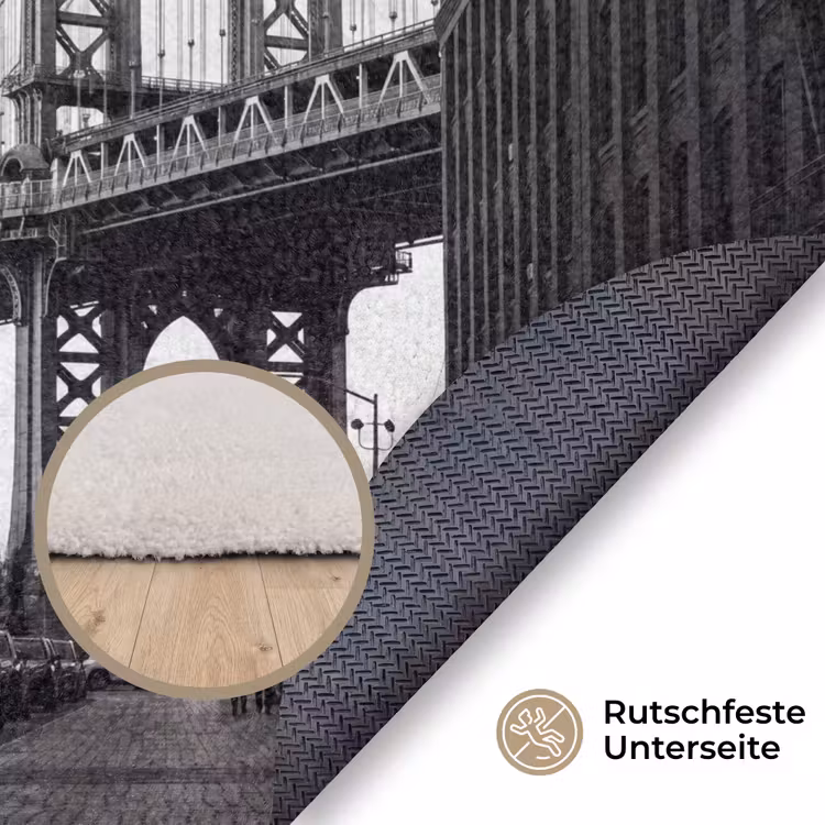 Teppich - Brücke – Stadt – Architektur – Modern – Schwarz-Weiß - Brug - Stad - Architectuur - Modern - Zwart-wit Vloerkleed Rond klein
