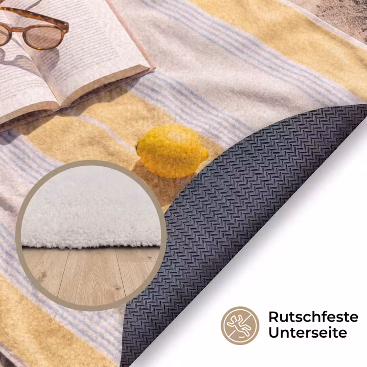 Teppich - Buch – Sonnenbrille – Strand – Sommer – Gelb - Boek - Zonnebril - Strand - Zomer - Geel Vloerkleed Rond klein