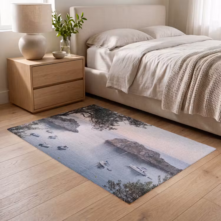Teppich - Bucht – Boote – Sonnenuntergang - Baai - boten - zonsondergang Vloerkleed Rechthoek klein