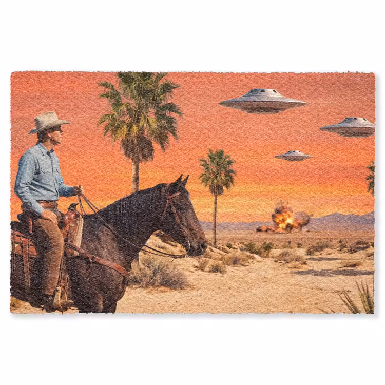 Teppich - Cowboy – Pferd – Wüste - Cowboy - Paard - Woestijn Vloerkleed Rechthoek klein