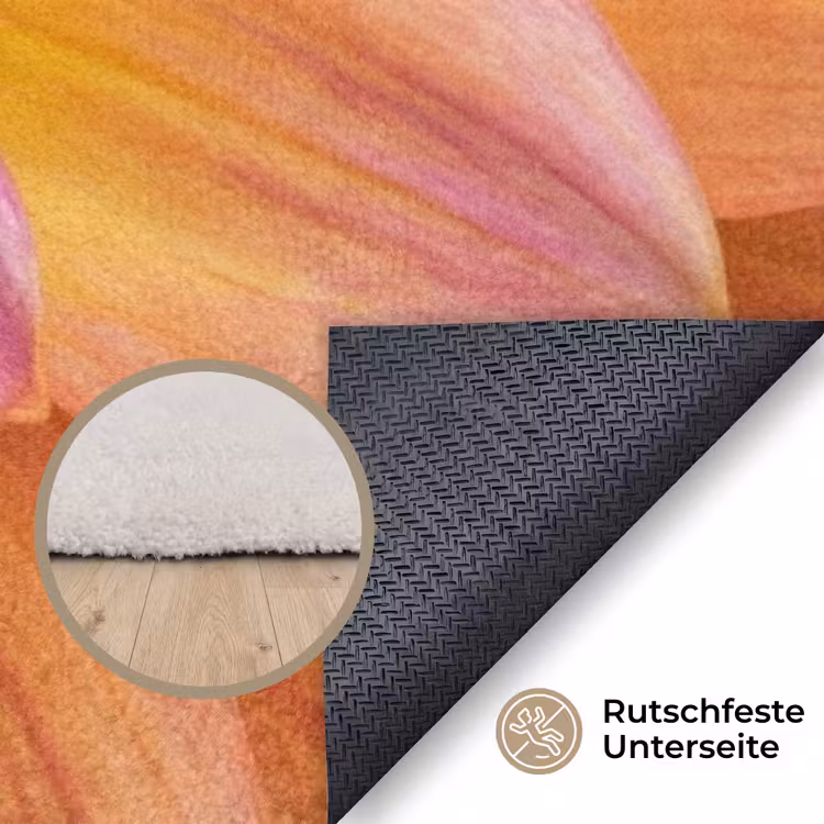 Dahlia - Bloem - Oranje Vloerkleed Rechthoek klein -uniquesellingpoint_antislip_DE_DE