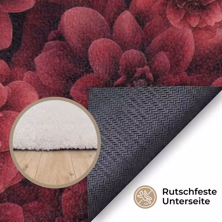 Dahlias - Bloemen - Rood Vloerkleed Rechthoek klein 1091 -uniquesellingpoint_antislip_DE_DE