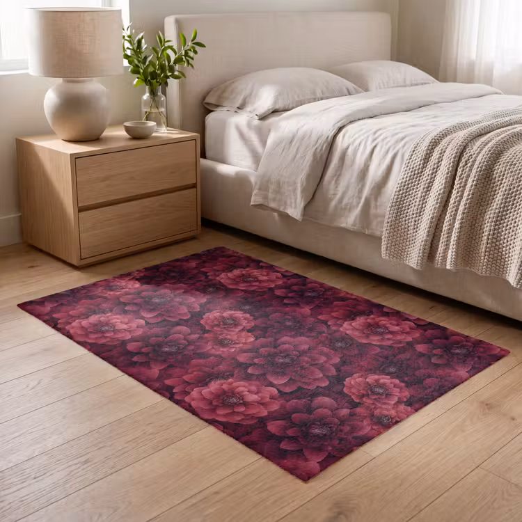 Dahlias - Bloemen - Rood Vloerkleed Rechthoek klein 1091 -atmosphere_sfeer3_global