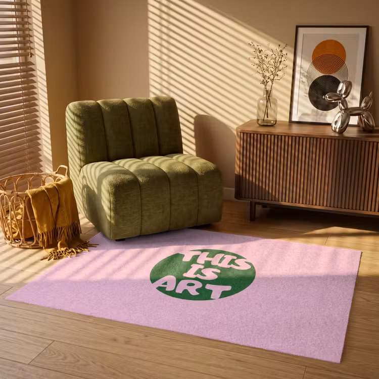 This is art - Tekst - Cirkel - Groen Vloerkleed Rechthoek klein -atmosphere_sfeer1_global