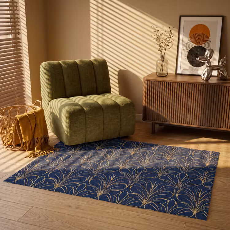 Deco - Waaier - Blauw Vloerkleed Rechthoek klein 1091 -atmosphere_sfeer1_global