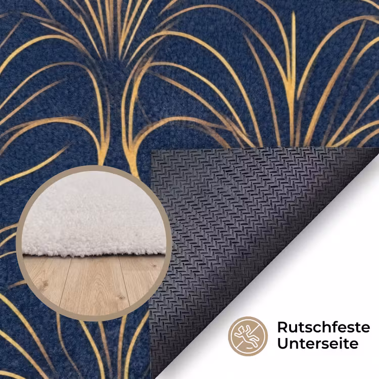 Deco - Waaier - Blauw Vloerkleed Rechthoek klein 1091 -uniquesellingpoint_antislip_DE_DE