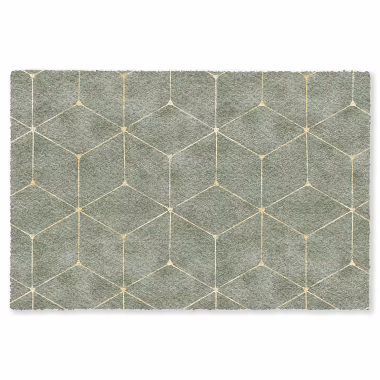 Subtiel - Geometrisch - Goud - Groen Vloerkleed Rechthoek klein 1091 -3d