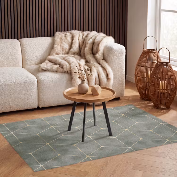 Subtiel - Geometrisch - Goud - Groen Vloerkleed Rechthoek klein 1091 -atmosphere_sfeer2_global