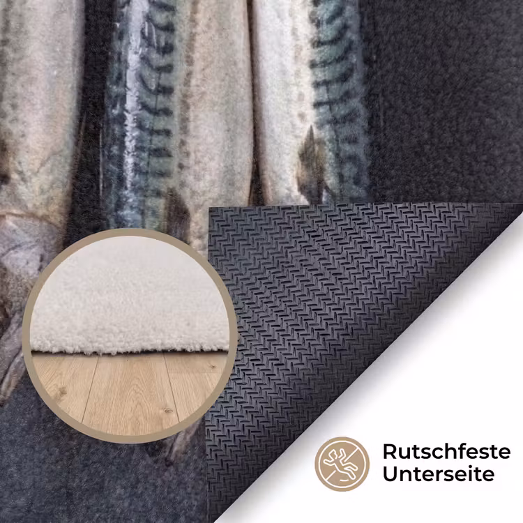 Teppich - Drei Fische – Seil - Drie vissen - Touw Vloerkleed Rechthoek klein