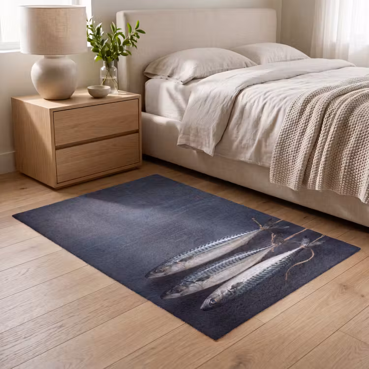 Teppich - Drei Fische – Seil - Drie vissen - Touw Vloerkleed Rechthoek klein