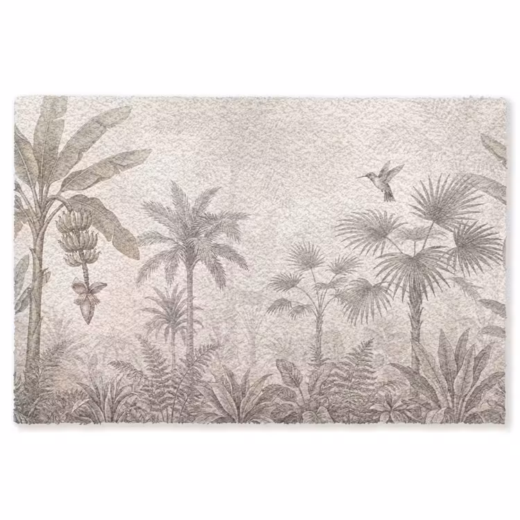 Jungle - Banenboom - Kolibrie - Beige Vloerkleed Rechthoek klein -3d
