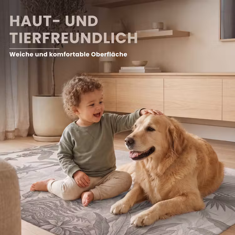 Jungle - Banenboom - Kolibrie - Beige Vloerkleed Rechthoek klein -uniquesellingpoint_USP_zachtDE_DE