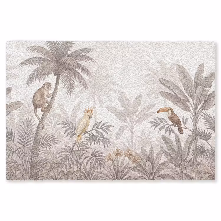 Jungle - Dieren - Palmbomen Vloerkleed Rechthoek klein -3d