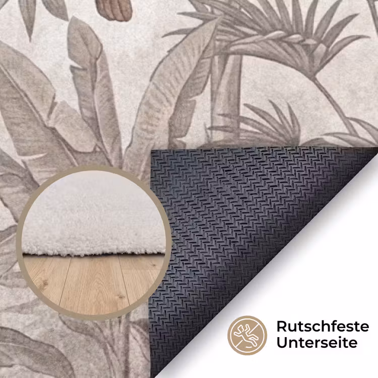 Jungle - Dieren - Palmbomen Vloerkleed Rechthoek klein -uniquesellingpoint_antislip_DE_DE