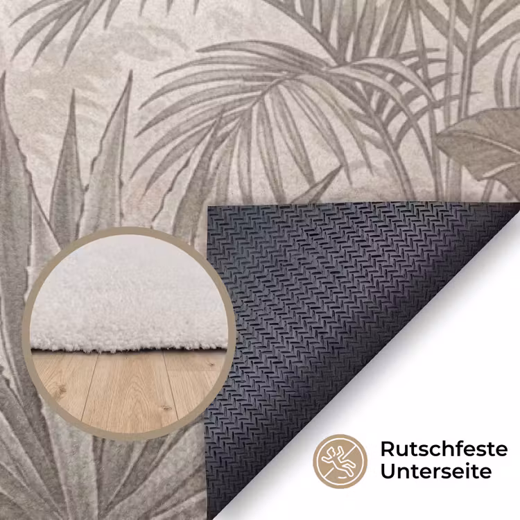 Jungle - Tropisch - Natuur -Vintage - Beige Vloerkleed Rechthoek klein -uniquesellingpoint_antislip_DE_DE