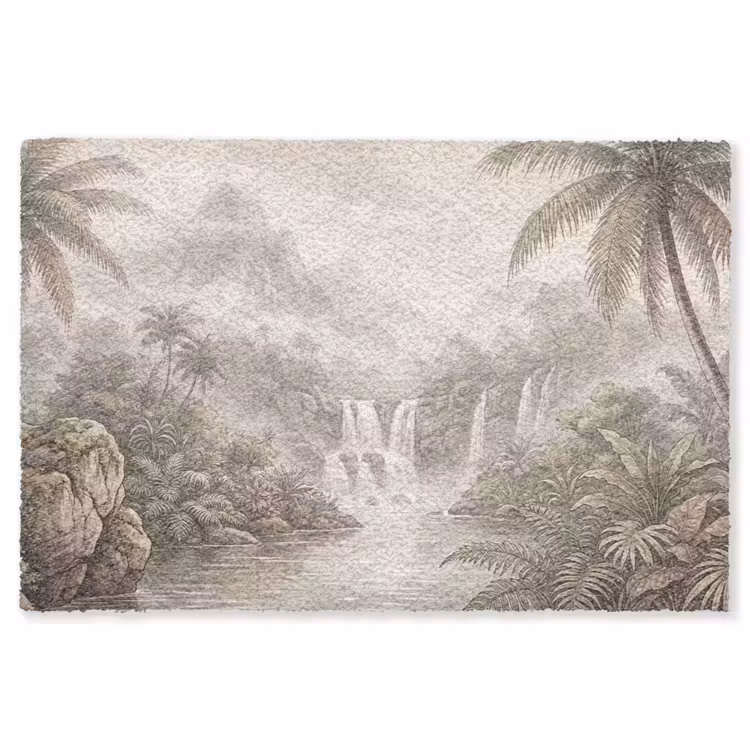 Jungle - Watervallen - Tropisch - Illustratie Vloerkleed Rechthoek klein -3d