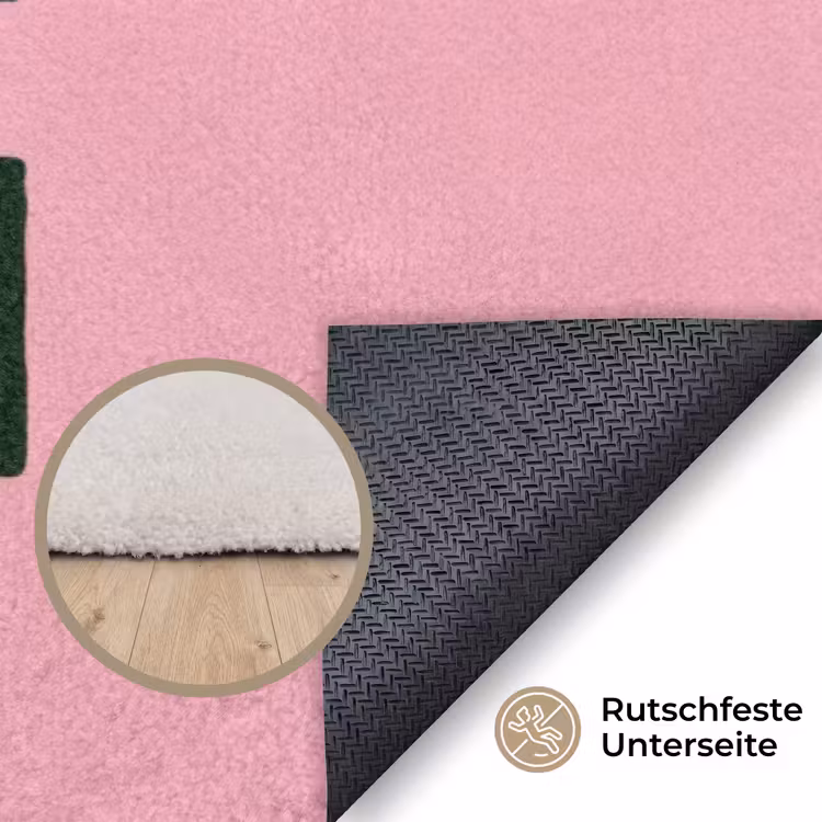Donkergroen - Tekst - Schaduw - Grafisch Vloerkleed Rechthoek klein -uniquesellingpoint_antislip_DE_DE