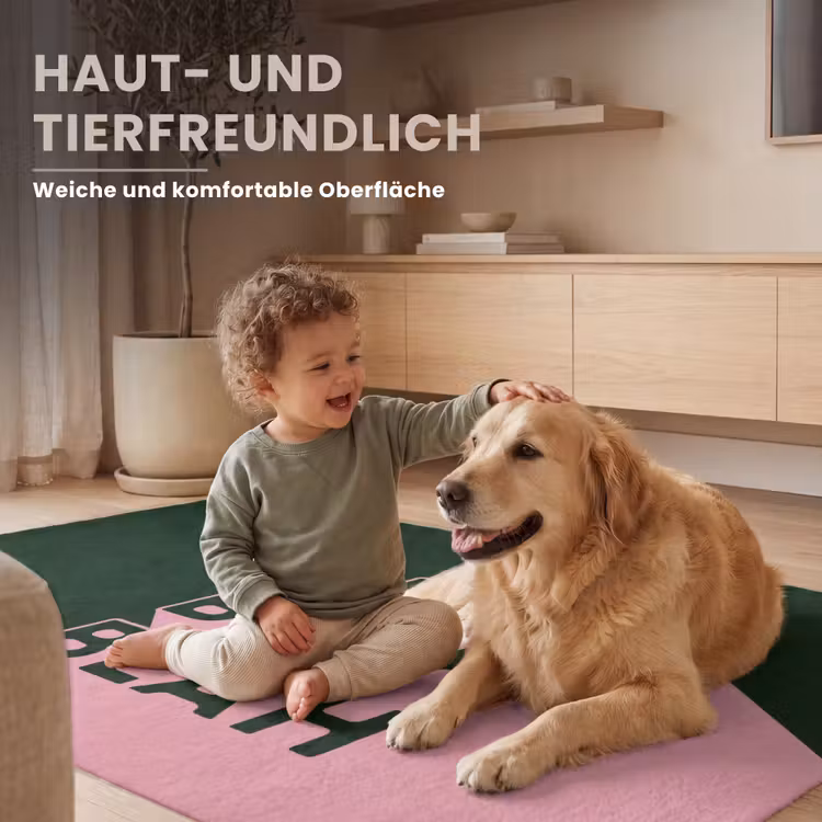 Donkergroen - Tekst - Schaduw - Grafisch Vloerkleed Rechthoek klein -uniquesellingpoint_USP_zachtDE_DE