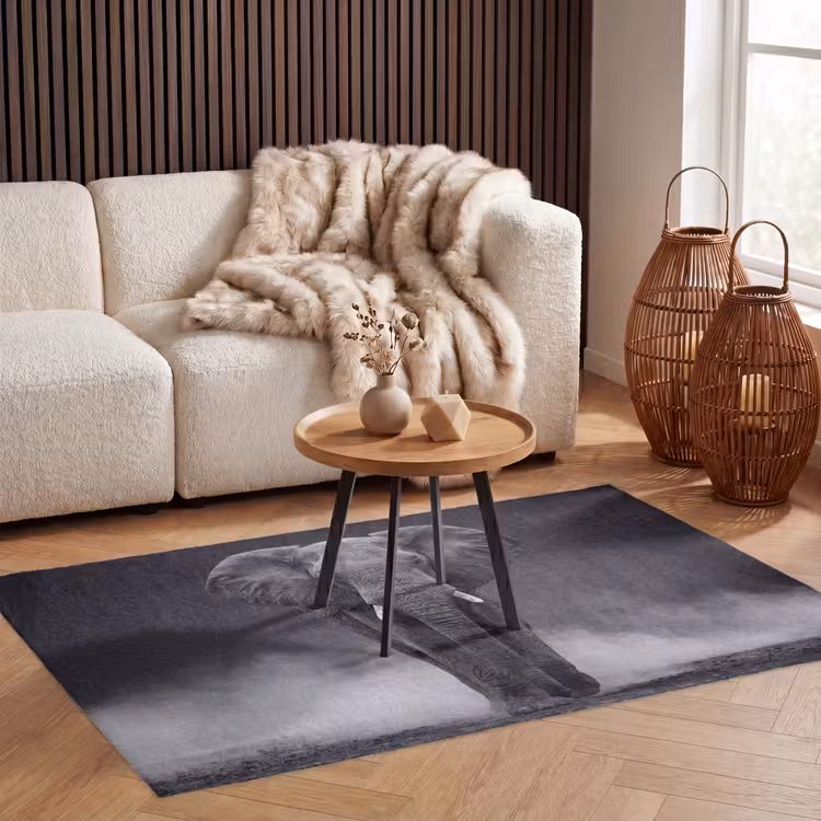 Olifant - Zwart - Wit - Rook Vloerkleed Rechthoek klein -atmosphere_sfeer2_global
