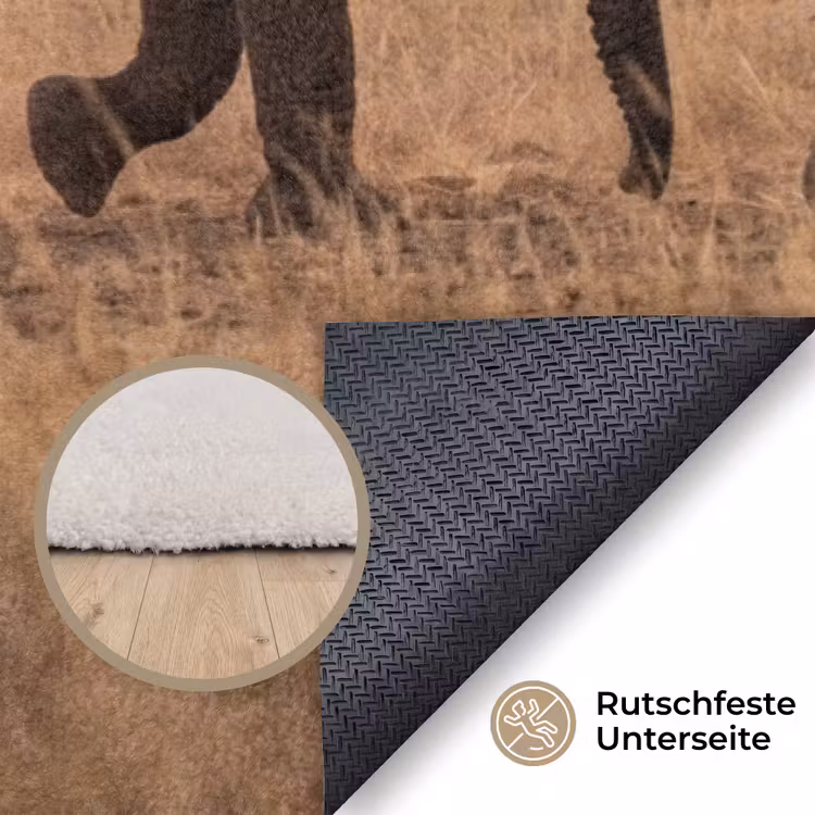 Olifanten - Savanne - Zonsondergang - Afrika - Warm Vloerkleed Rechthoek klein -uniquesellingpoint_antislip_DE_DE