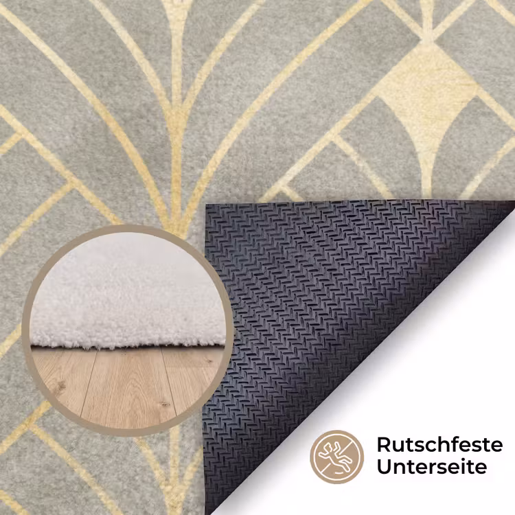 Elegant - Symbool - Goud - Grijsgroen Vloerkleed Rechthoek klein 1091 -uniquesellingpoint_antislip_DE_DE