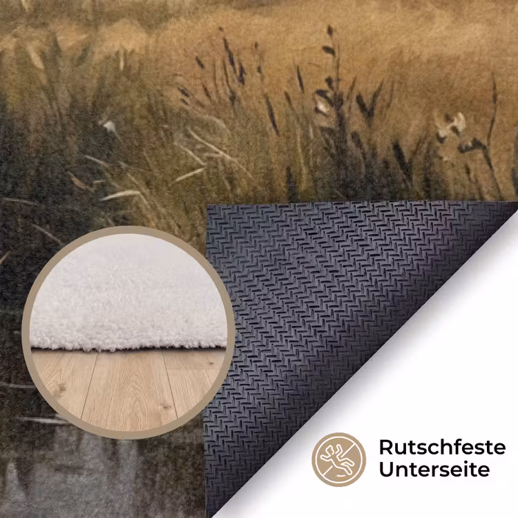 Eenden - Rivier - Landschap - Vlucht - Nostalgisch Vloerkleed Rechthoek klein -uniquesellingpoint_antislip_DE_DE