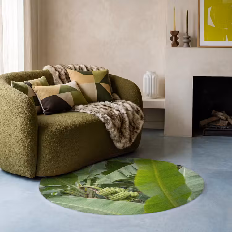 Teppich - Essen – Bananen – Plantage – Grün - Eten - Bananen - Plantage - Groen Vloerkleed Rond klein