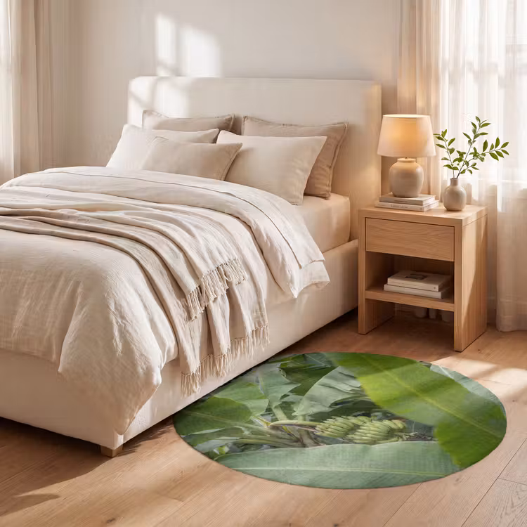 Teppich - Essen – Bananen – Plantage – Grün - Eten - Bananen - Plantage - Groen Vloerkleed Rond klein