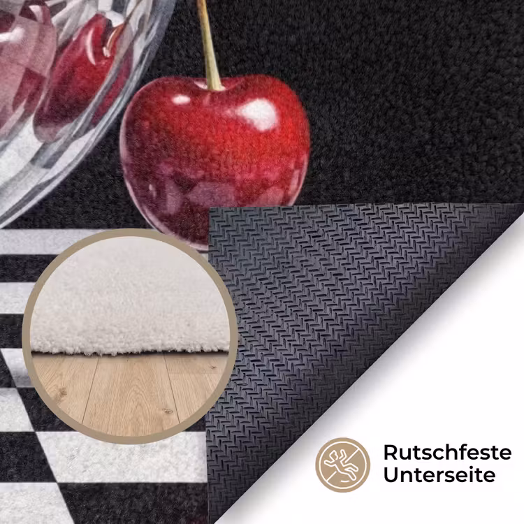 Teppich - Essen – Kirschen – Rot - Eten - Kersen - Rood Vloerkleed Rechthoek klein