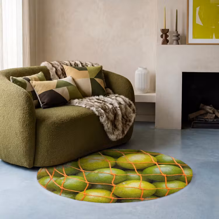 Teppich - Essen – Netz – Grün – Markt - Eten - Net - Groen - Markt Vloerkleed Rond klein