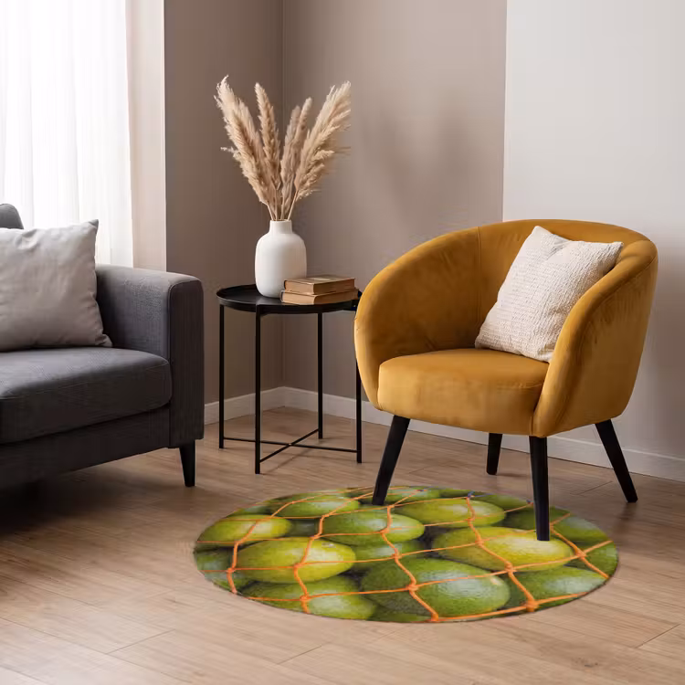 Teppich - Essen – Netz – Grün – Markt - Eten - Net - Groen - Markt Vloerkleed Rond klein