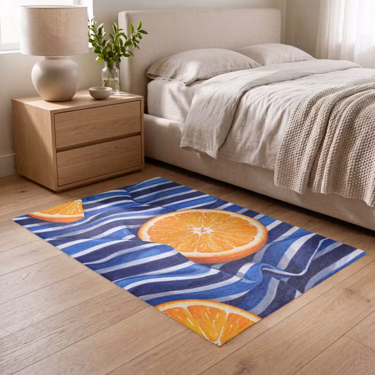 Teppich - Essen – Obst – Orange - Eten - Fruit - Oranje Vloerkleed Rechthoek klein