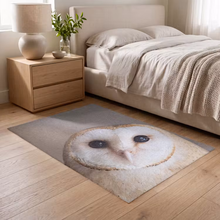 Uil - Bruin - Wit Vloerkleed Rechthoek klein -atmosphere_sfeer3_global