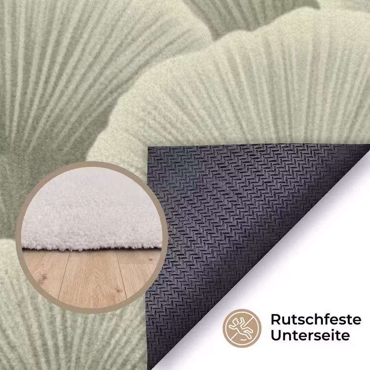 Waaier - Blad - Groen Vloerkleed Rechthoek klein 1091 -uniquesellingpoint_antislip_DE_DE