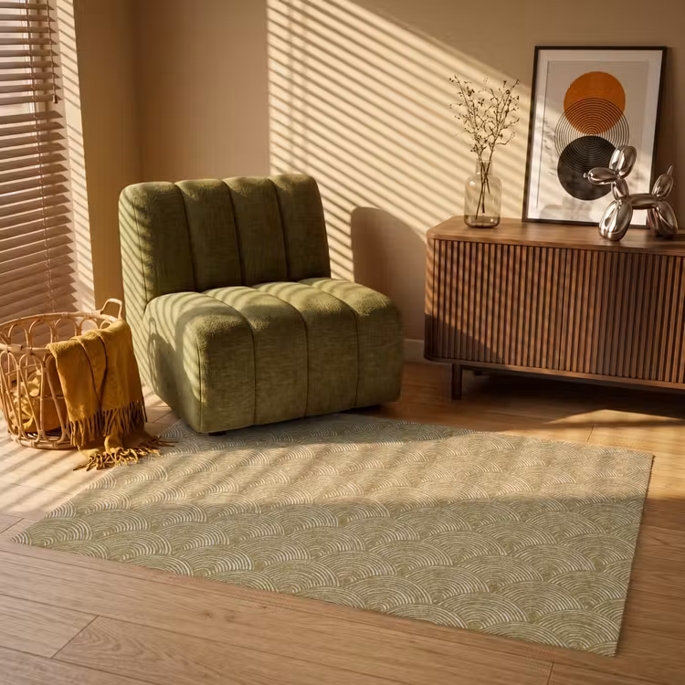 Waaier - Geometrisch - Groen Vloerkleed Rechthoek klein 1091 -atmosphere_sfeer1_global