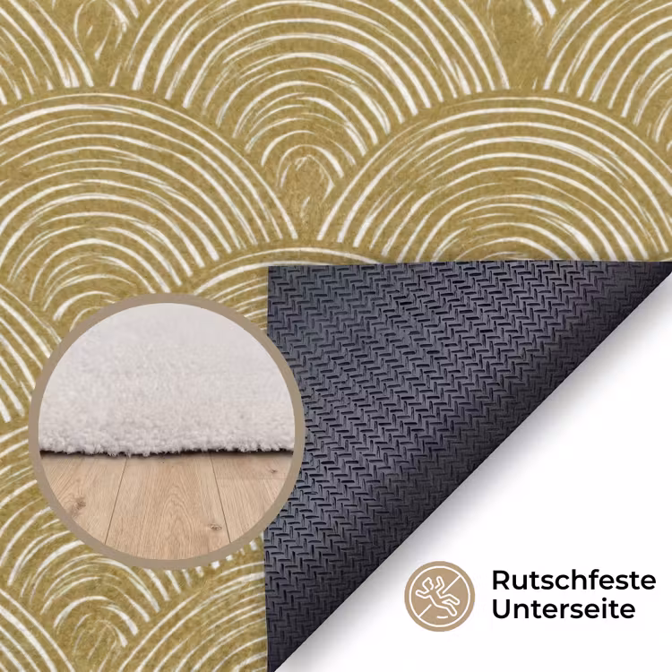 Waaier - Geometrisch - Groen Vloerkleed Rechthoek klein 1091 -uniquesellingpoint_antislip_DE_DE