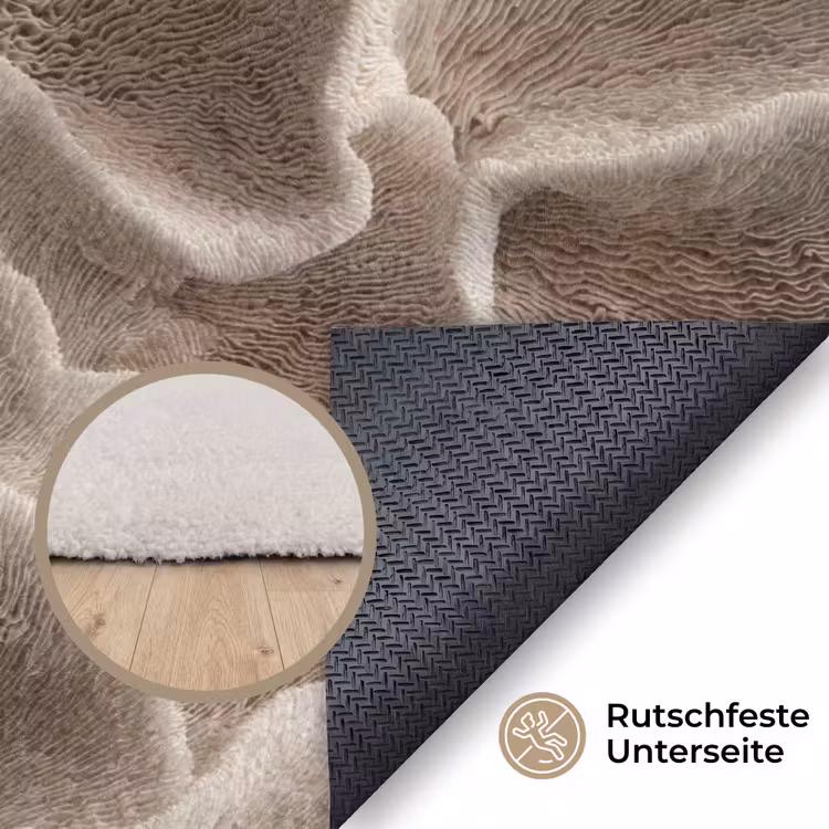 Waaiervorm - Beige - Vezel textuur Vloerkleed Rechthoek klein 1091 -uniquesellingpoint_antislip_DE_DE