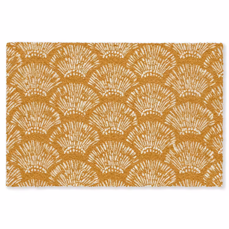 Waaierachtige motieven - Geel - Vintage Vloerkleed Rechthoek klein -3d