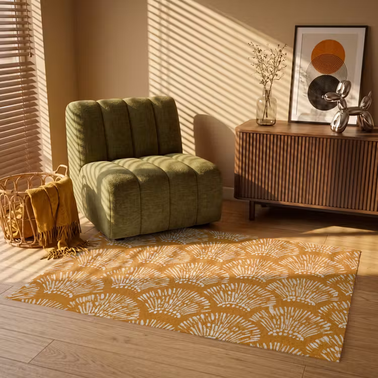 Waaierachtige motieven - Geel - Vintage Vloerkleed Rechthoek klein -atmosphere_sfeer1_global