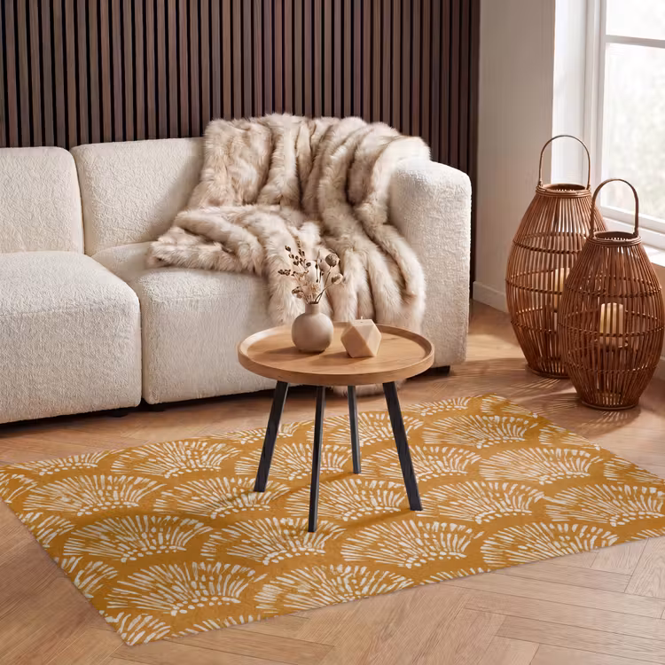 Waaierachtige motieven - Geel - Vintage Vloerkleed Rechthoek klein -atmosphere_sfeer2_global