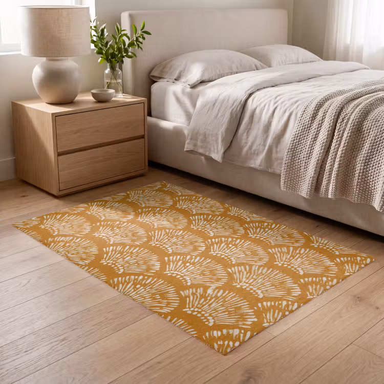 Waaierachtige motieven - Geel - Vintage Vloerkleed Rechthoek klein -atmosphere_sfeer3_global