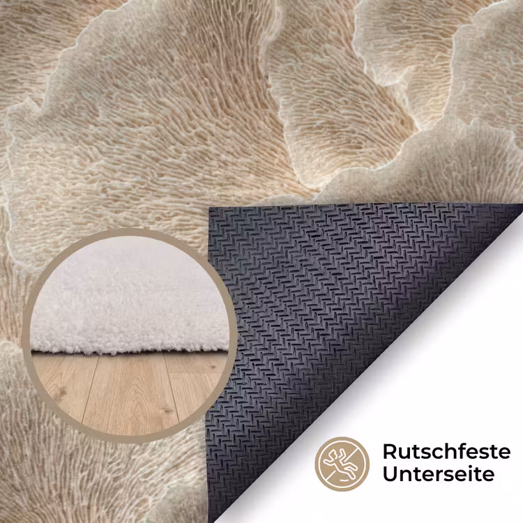 Waaierstructuren - Beige - Vezeltextuur Vloerkleed Rechthoek klein 1091 -uniquesellingpoint_antislip_DE_DE