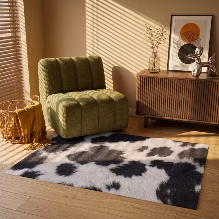 Bont - Textuur - Zwart - Wit Vloerkleed Rechthoek klein -atmosphere_sfeer1_global