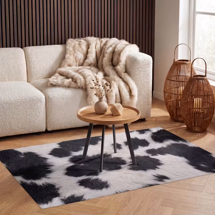 Bont - Textuur - Zwart - Wit Vloerkleed Rechthoek klein -atmosphere_sfeer2_global