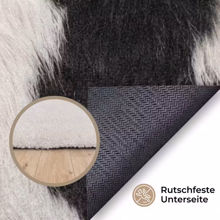 Bont - Textuur - Zwart - Wit Vloerkleed Rechthoek klein -uniquesellingpoint_antislip_DE_DE