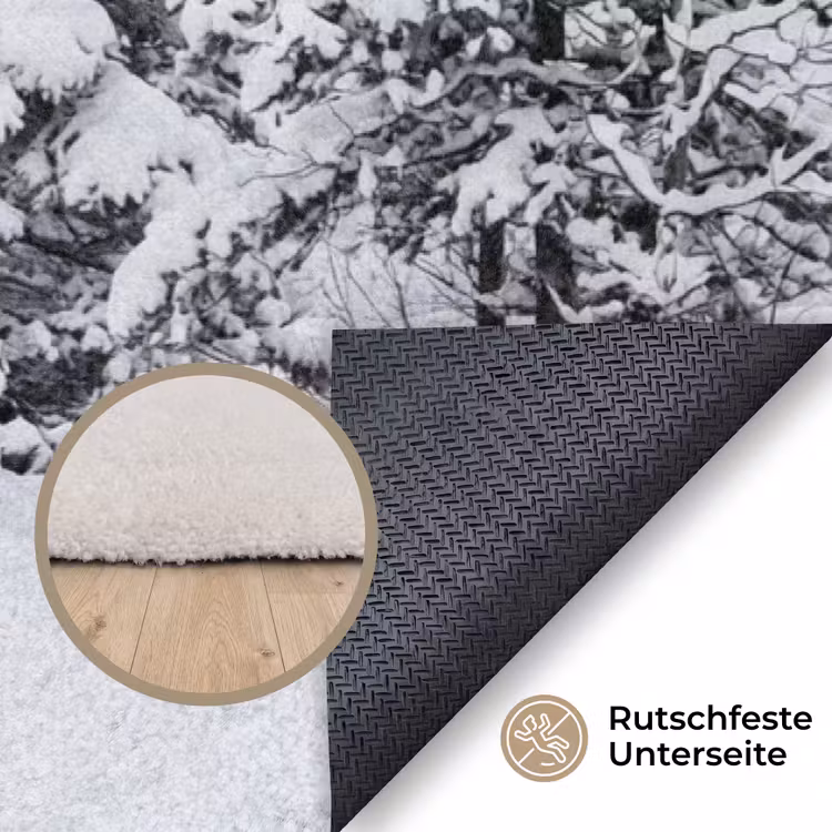 Fijnsparren - Sneeuw - Winter - Landschap - Stilte Vloerkleed Rechthoek klein -uniquesellingpoint_antislip_DE_DE
