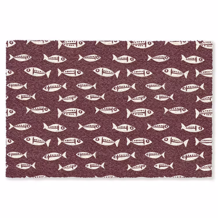 Vissen - Grafisch - Patroon - Donker Vloerkleed Rechthoek klein 1091 -3d